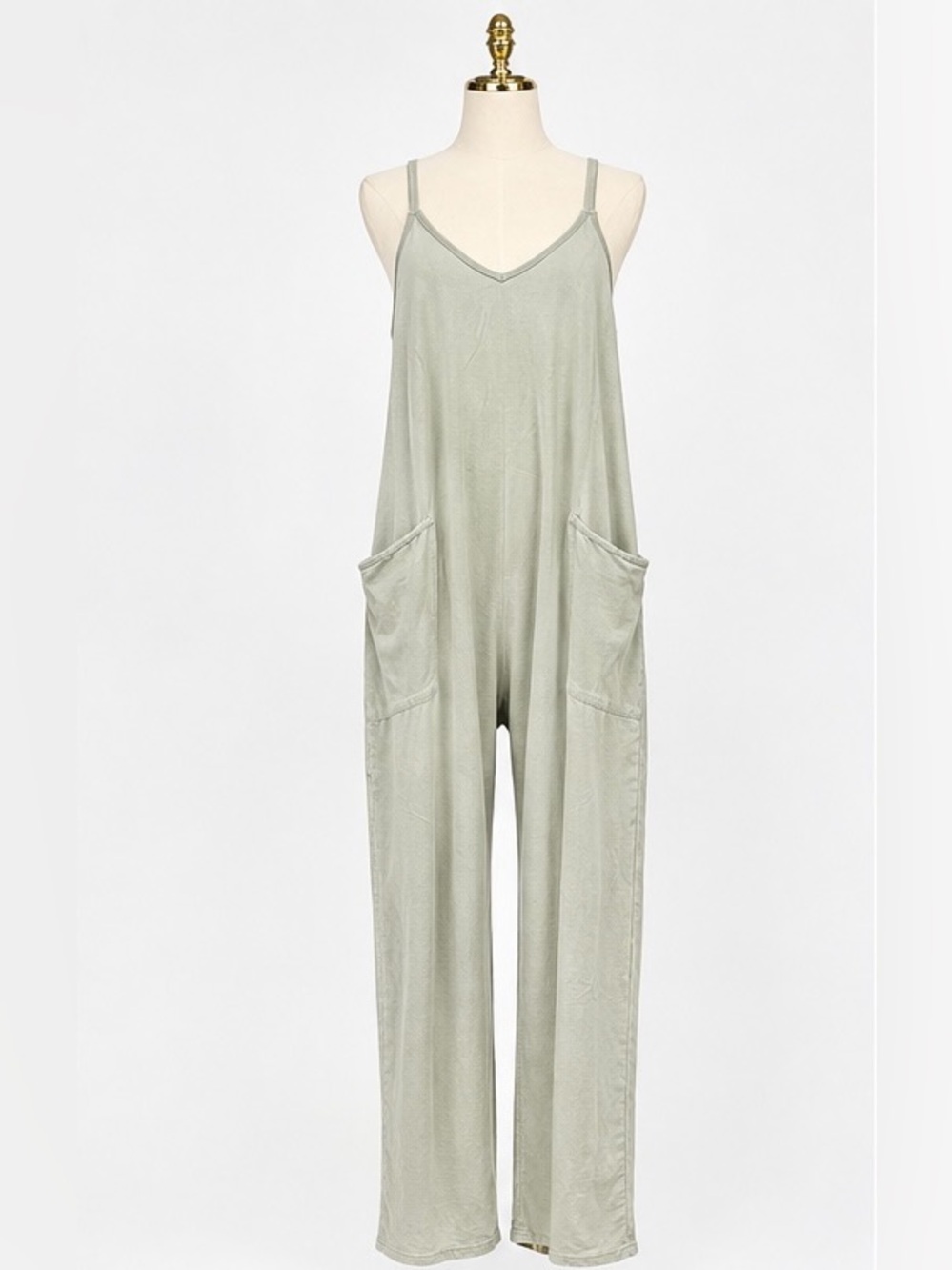 Sage Green Utility Jumpsuit with Side Pockets